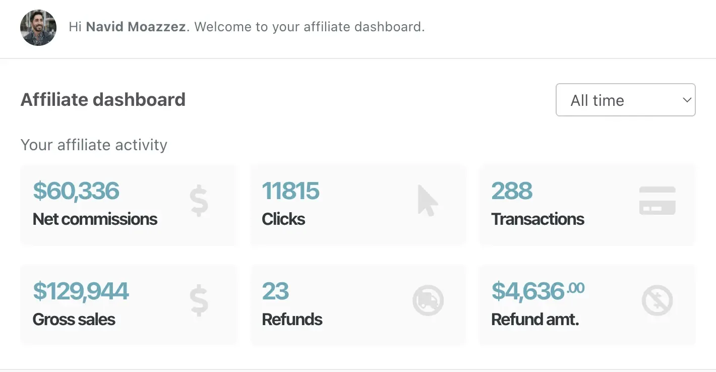 How to build relationships with influencers - ThriveCart affiliate dashboard - Navid Moazzez