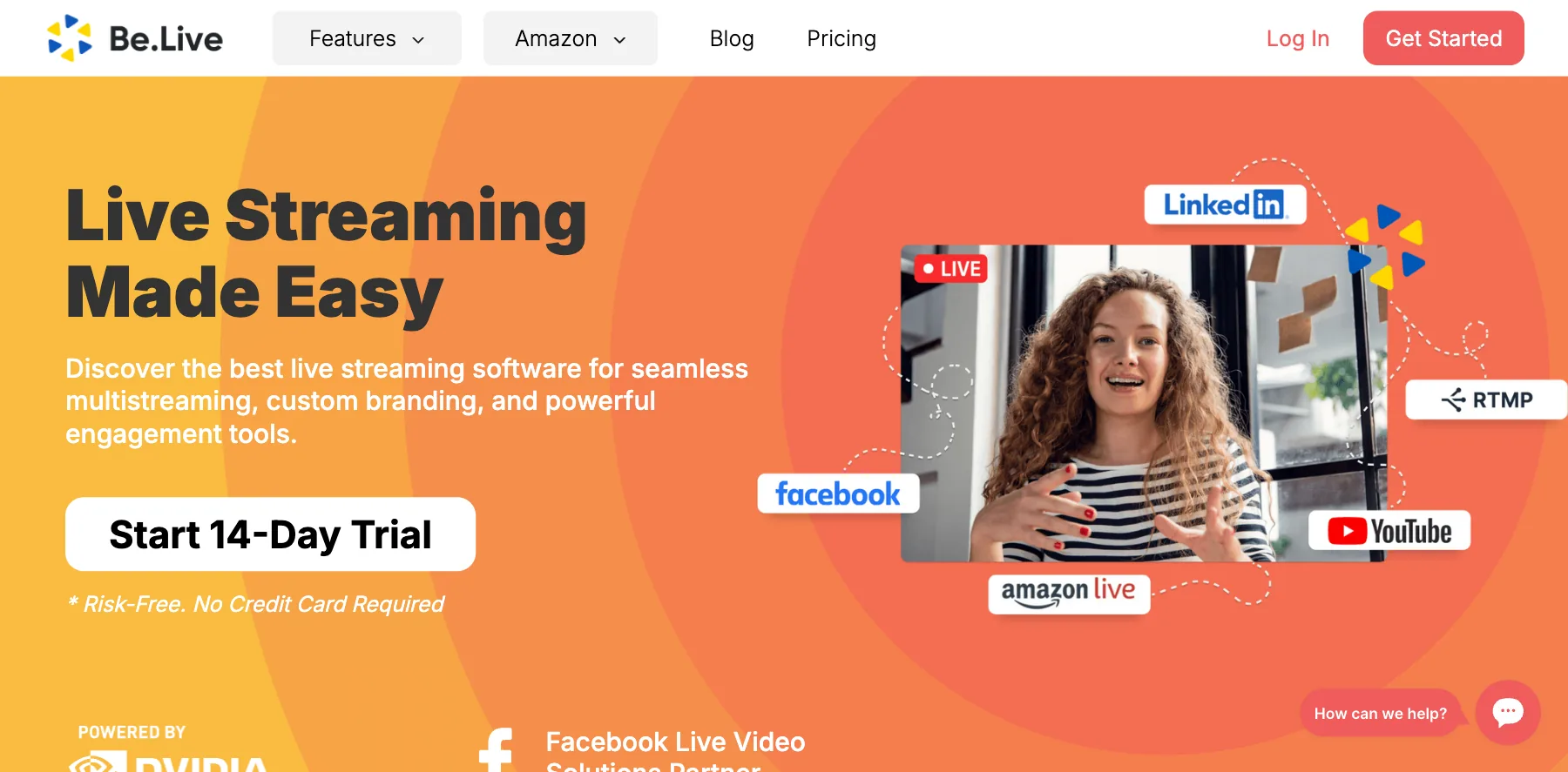 Be.Live's home page: live streaming made easy