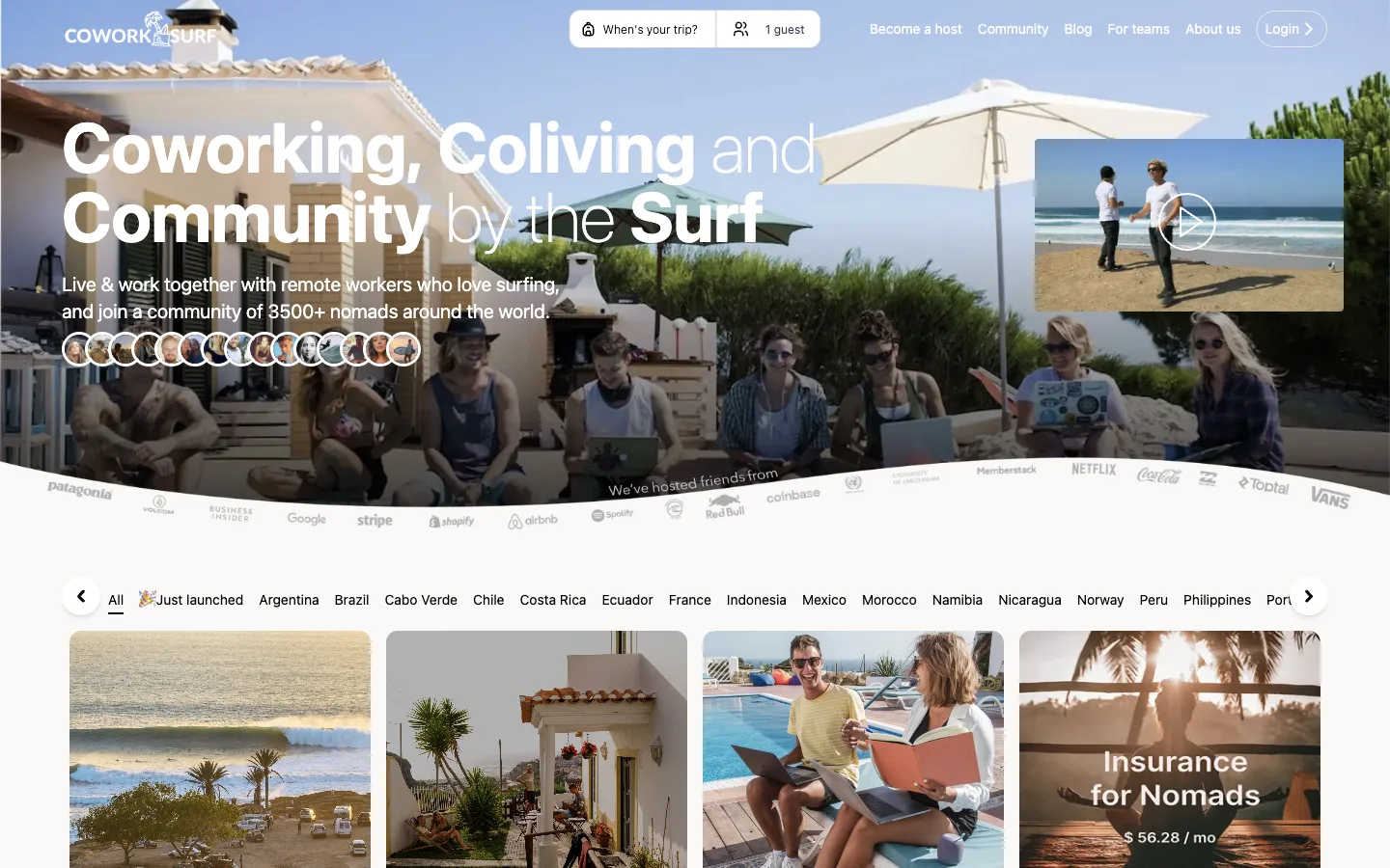 Coworksurf's home page: coworking and coliving at surf spots