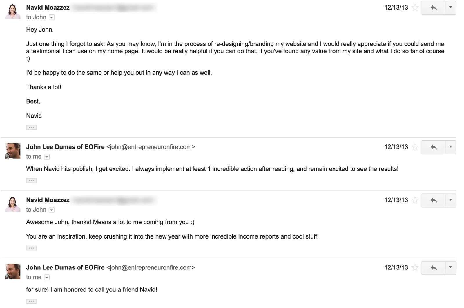 How to build relationships with influencers - Ask for a testimonial - John Lee Dumas and Navid Moazzez