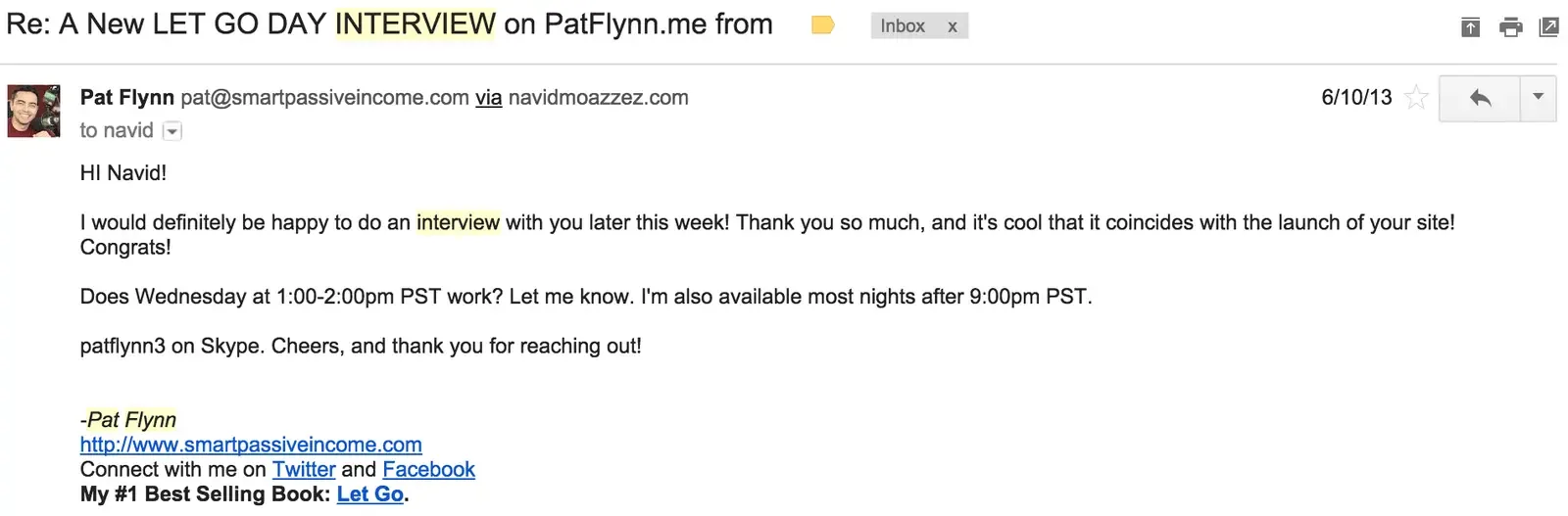 Pat Flynn says yes to an interview with Navid Moazzez