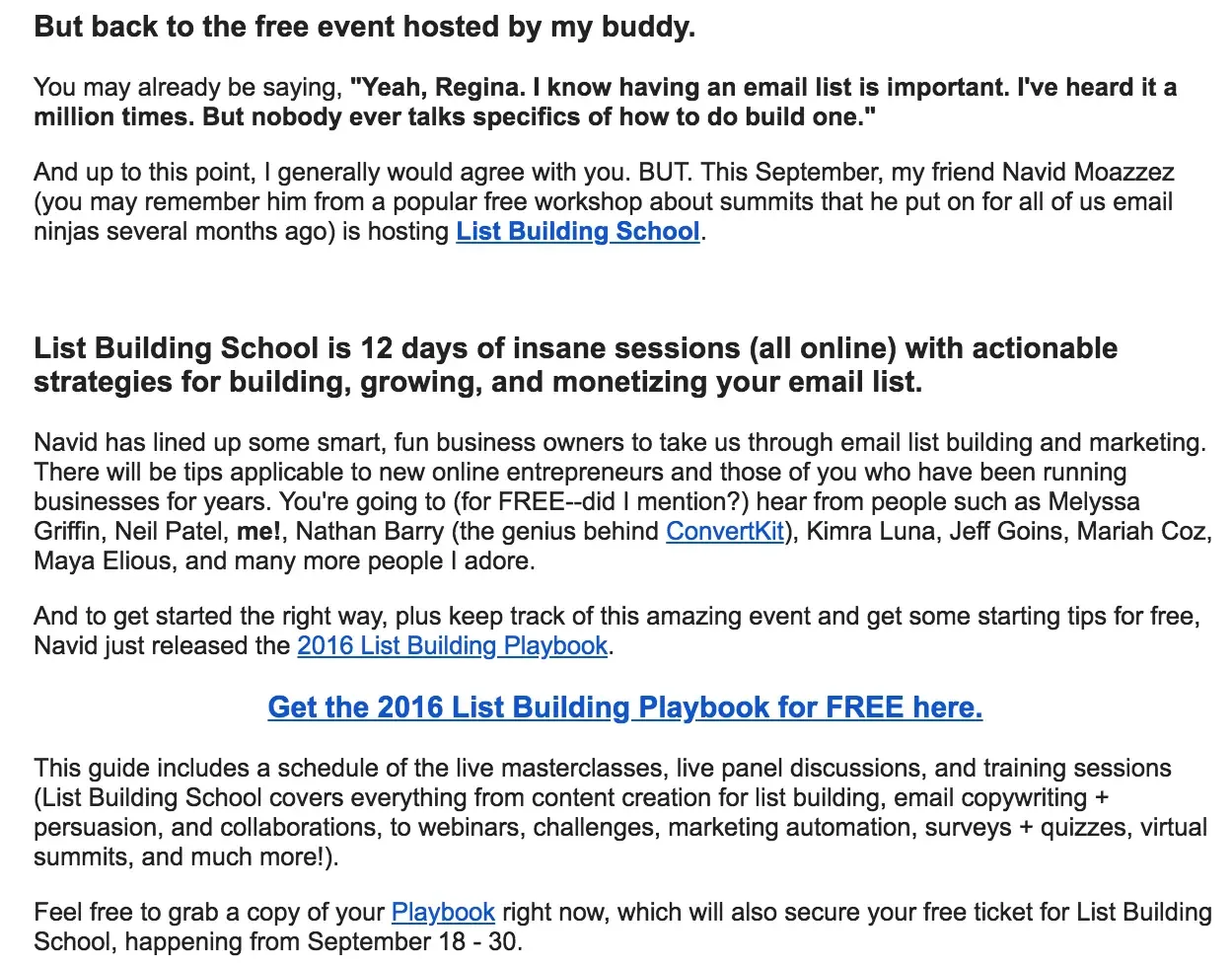How to build relationships with influencers - Regina summit email promo