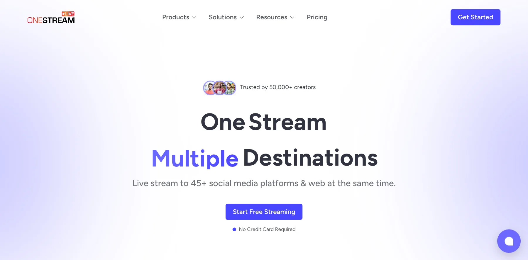 OneStream Live's home page: live stream to 45+ social media platforms and the web at the same time