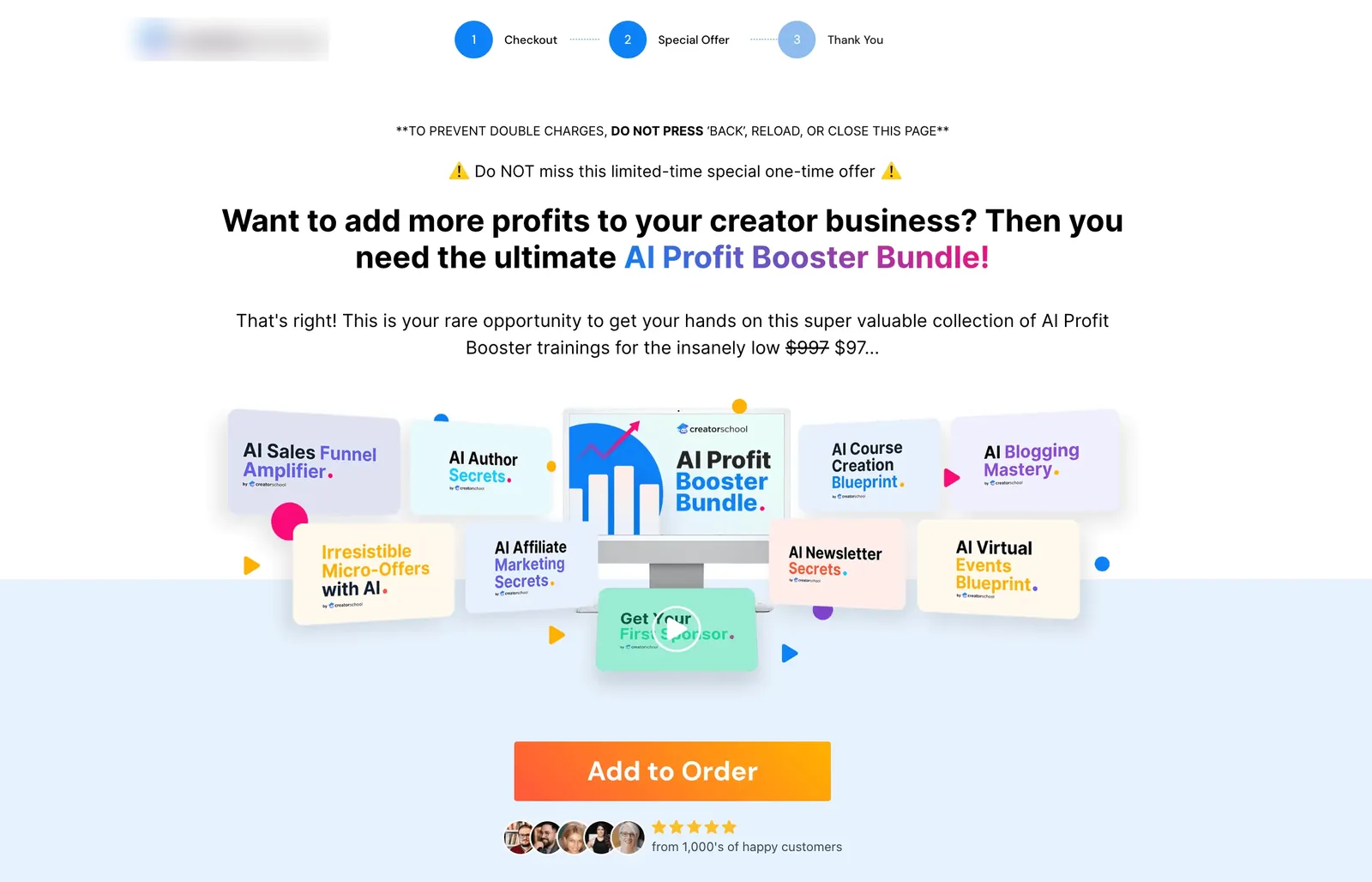 How to monetize virtual events: the AI Profit Booster Bundle one-click upsell