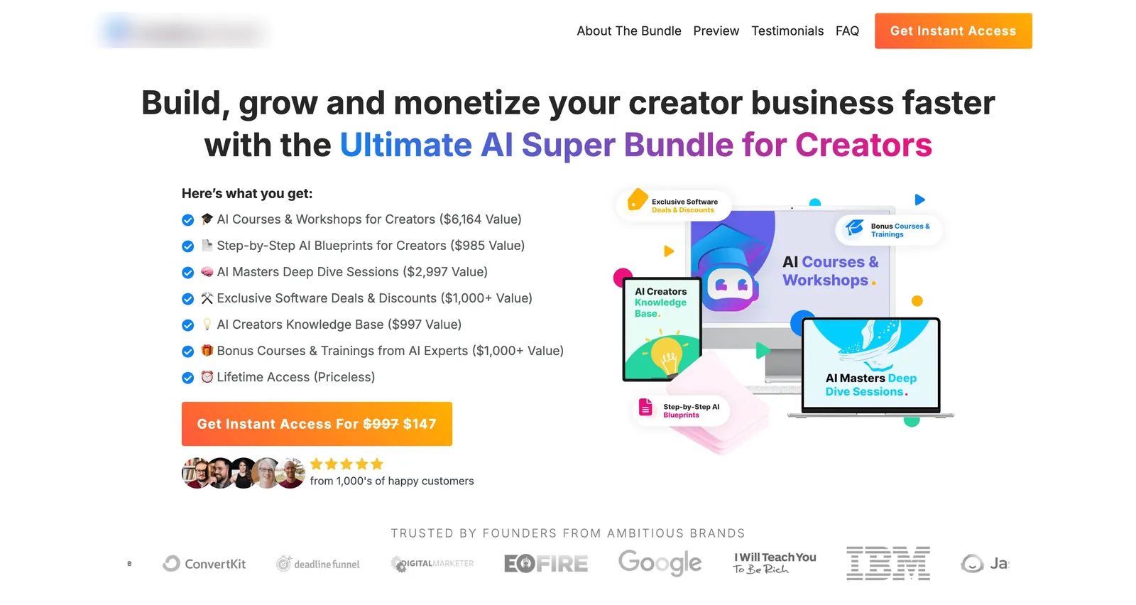 How to monetize virtual events: the AI Super Bundle for Creators sales page