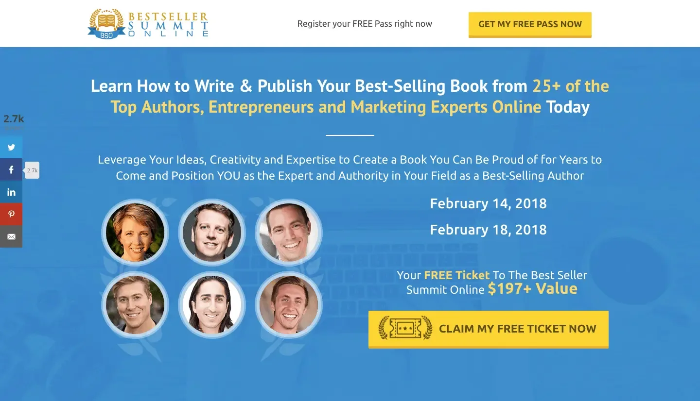 Bestseller Summit Online, Jesse Krieger, best virtual event examples