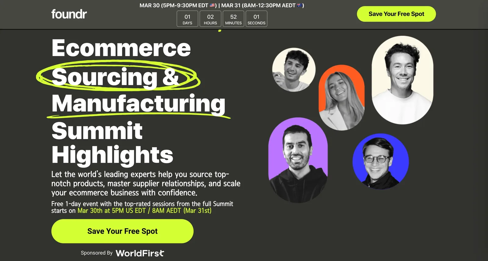 Ecommerce Sourcing & Manufacturing Summit Foundr, best virtual event examples