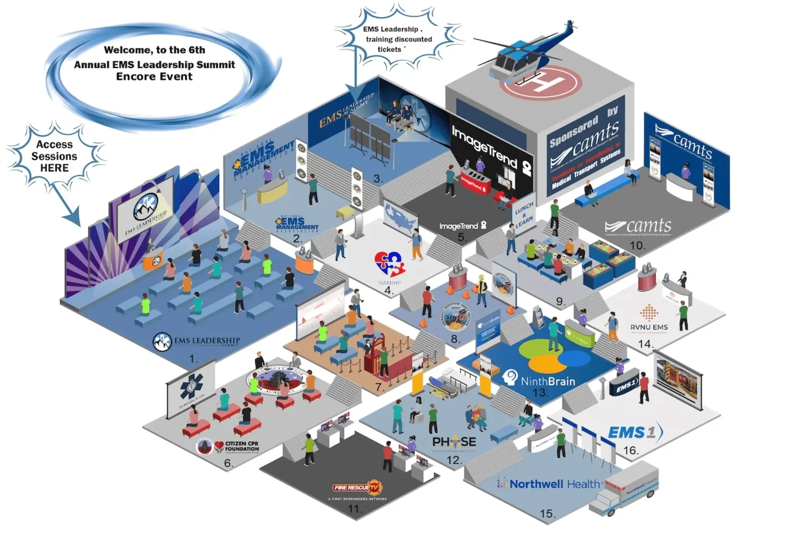 EMS Leadership Summit sponsor booths, Best virtual event examples