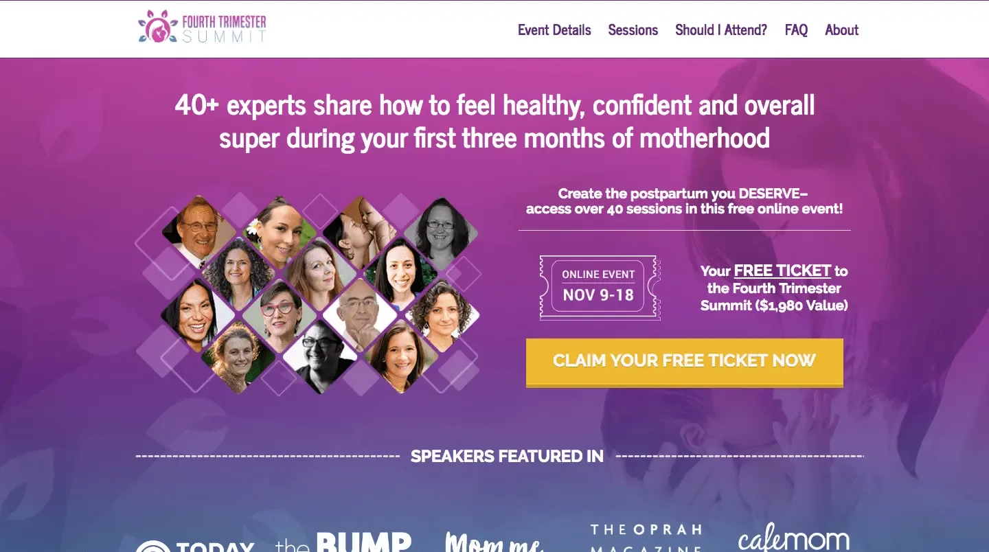 Fourth Trimester Summit, Lisa Chin, best virtual event examples