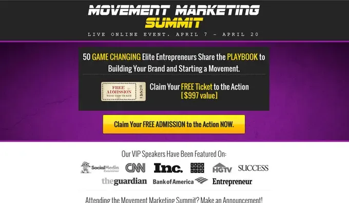 Movement Marketing Summit, Best online event examples