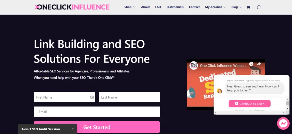 One Click Influence, a recurring service plan example
