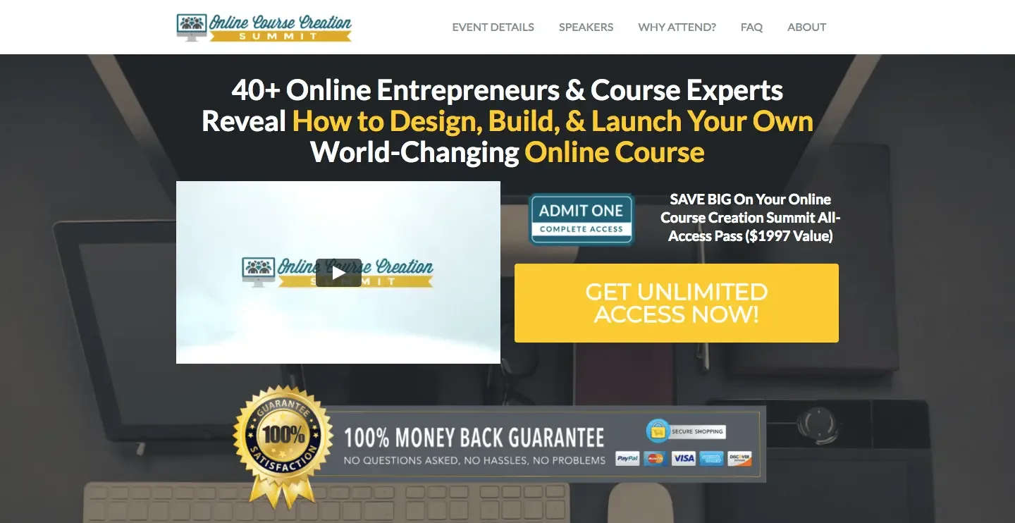Online Course Creation Summit, Devin Slavin, best virtual event examples