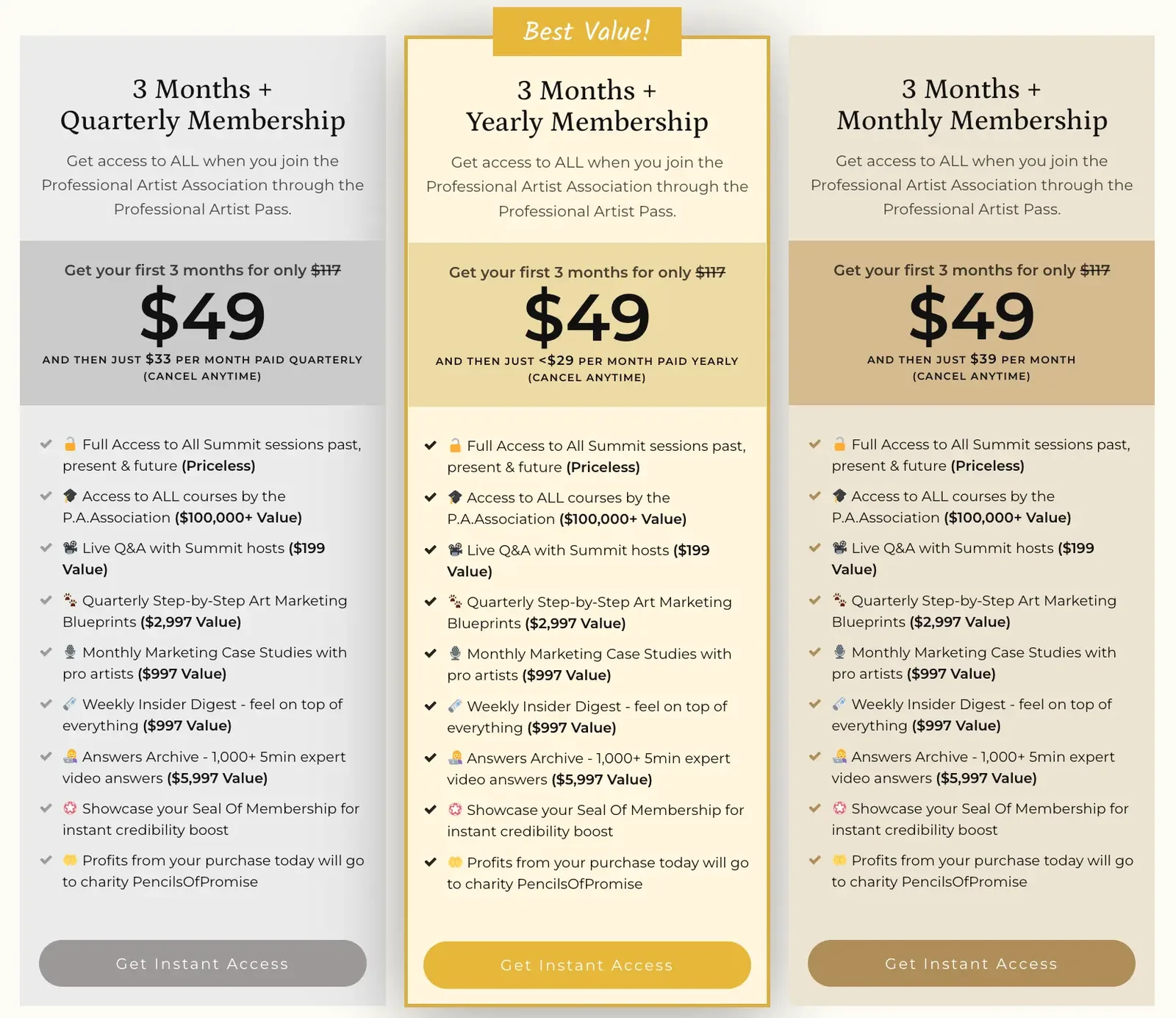 Making money from virtual events: the Professional Artist Association membership plans