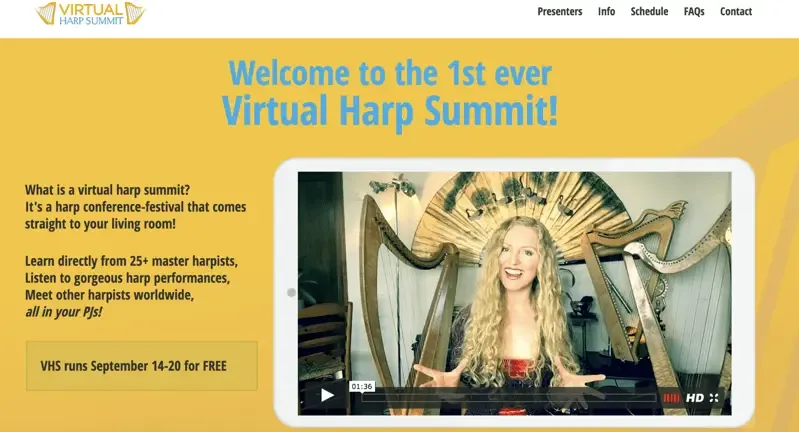 Best virtual event examples, Virtual Harp Summit, Diana Rowan