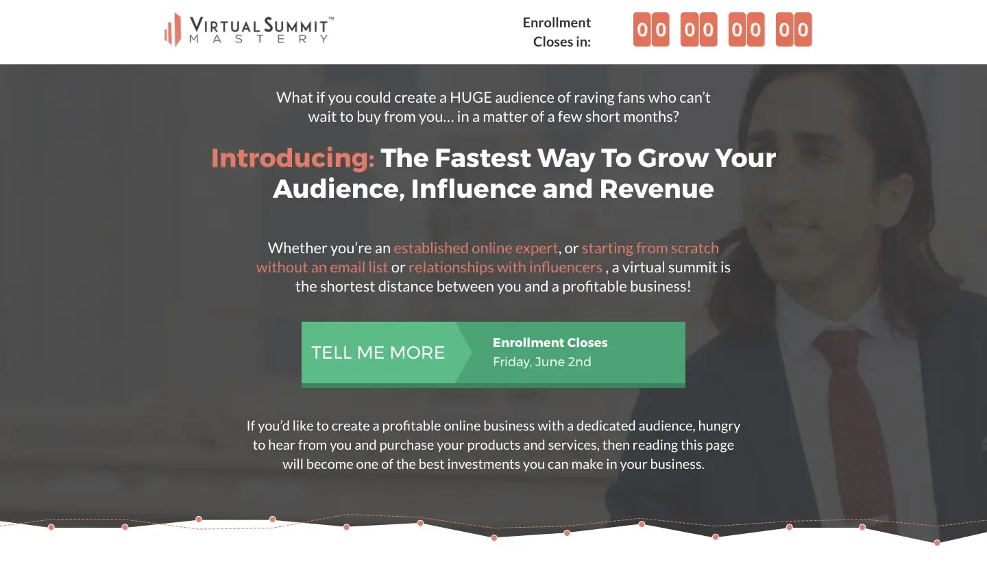 Virtual Summit Mastery promo for List Building School: monetizing virtual events with online courses