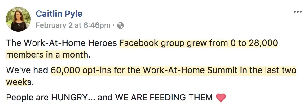 Benefits of virtual events, Work at Home Summit lead generation, Caitlin Pyle
