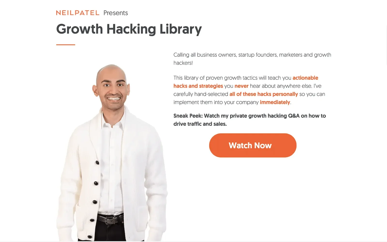 Best online event examples, Growth Hacking Library virtual summit by Neil Patel