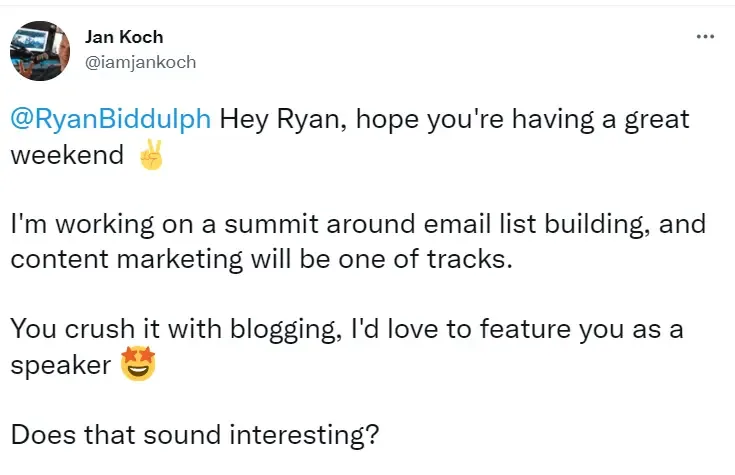 Building relationships with influencers - Jan Koch influencer outreach for virtual summit