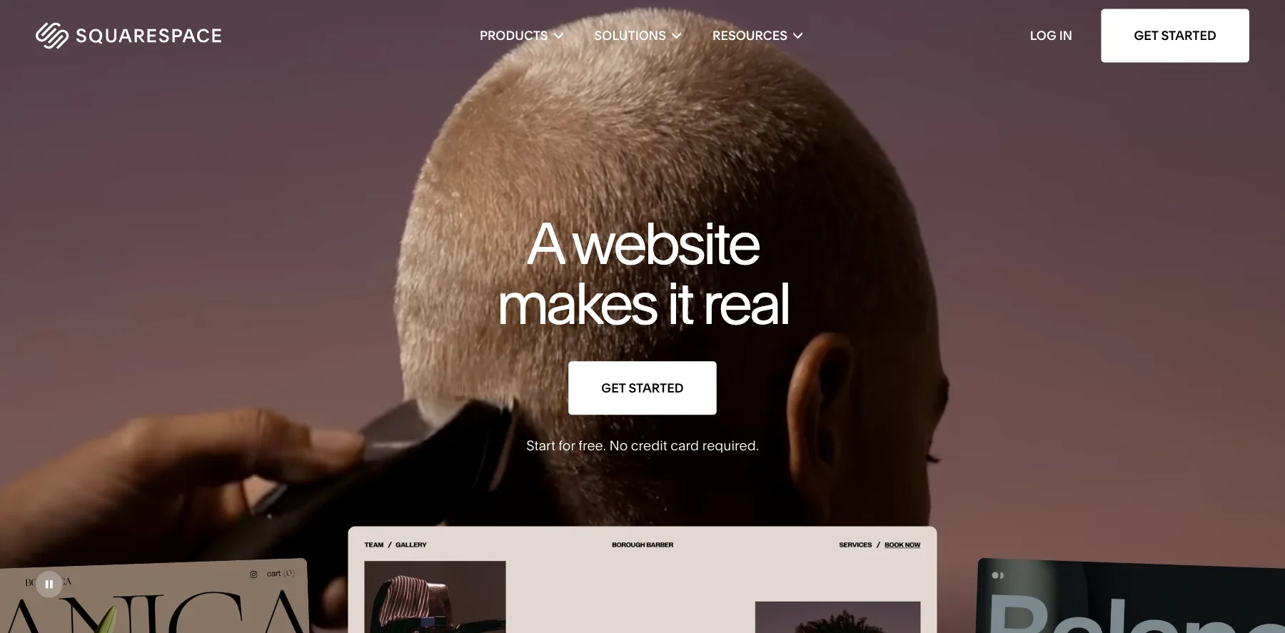 Squarespace's home page: a website makes it real