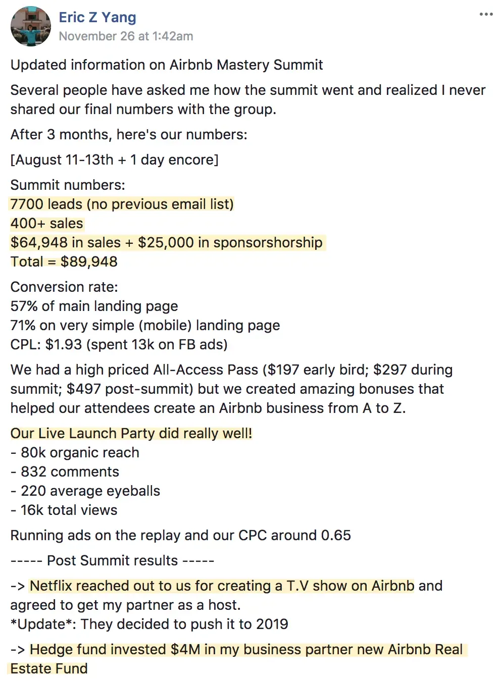 Airbnb Mastery Virtual Summit, Virtual Summit Mastery review, Eric Yang, Best virtual event examples