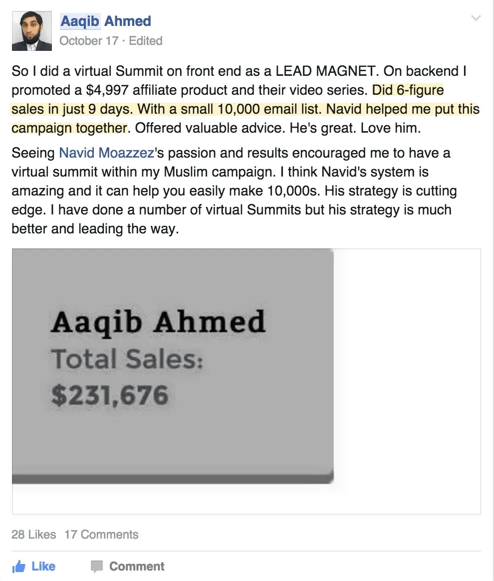 Best virtual event examples, Entrepreneur Muslim Summit, Aaqib VSM testimonial
