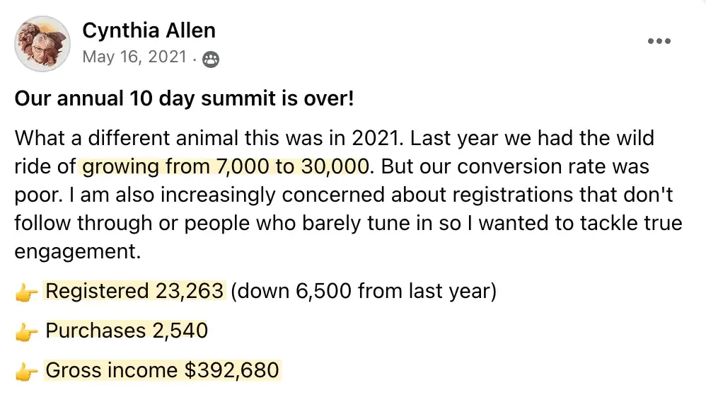 Feldenkrais Awareness Summit, Cynthia Allen summit results, Best virtual event examples