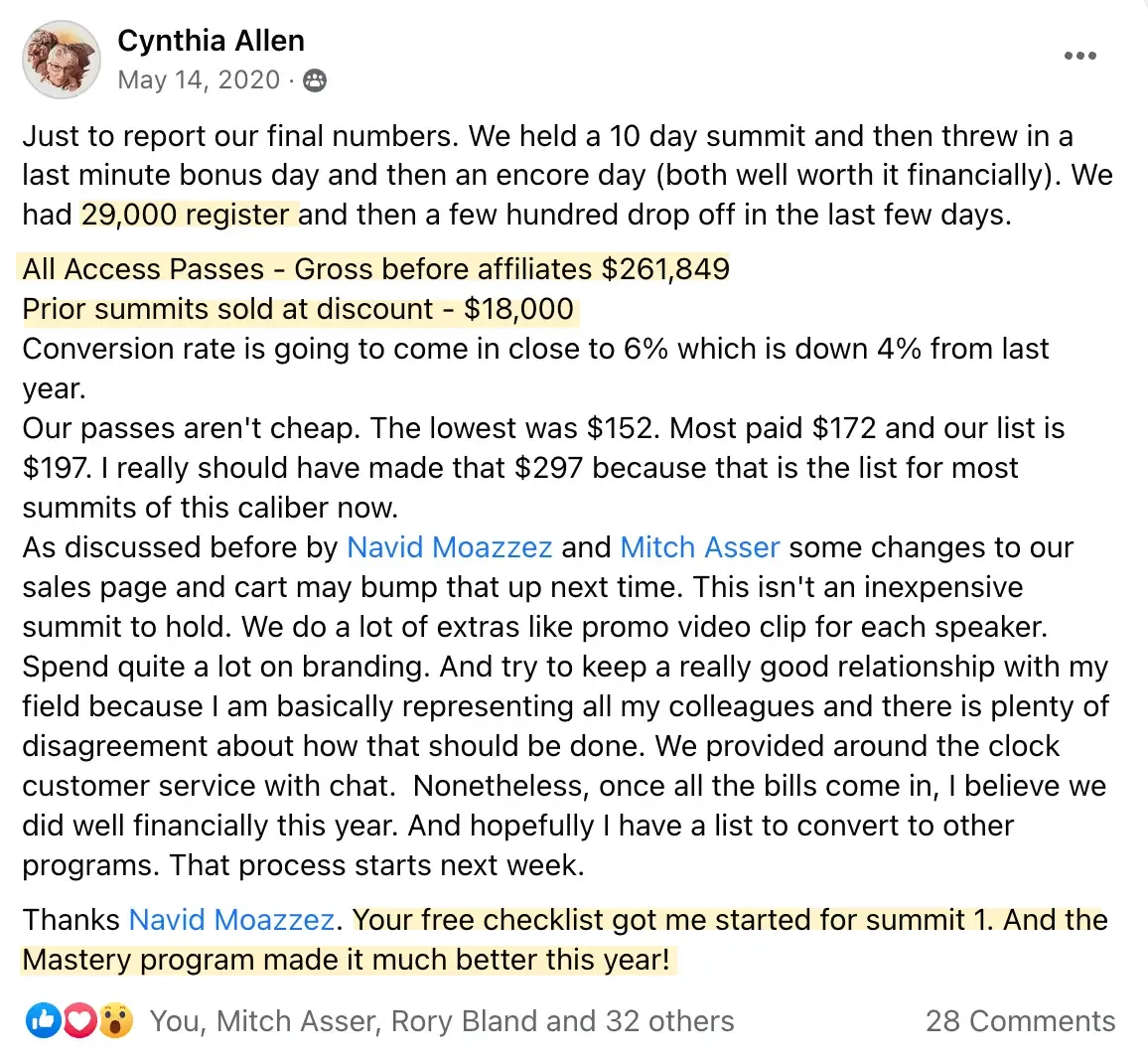 Feldenkrais Awareness Summit, Cynthia Allen virtual summit success, Best online event examples
