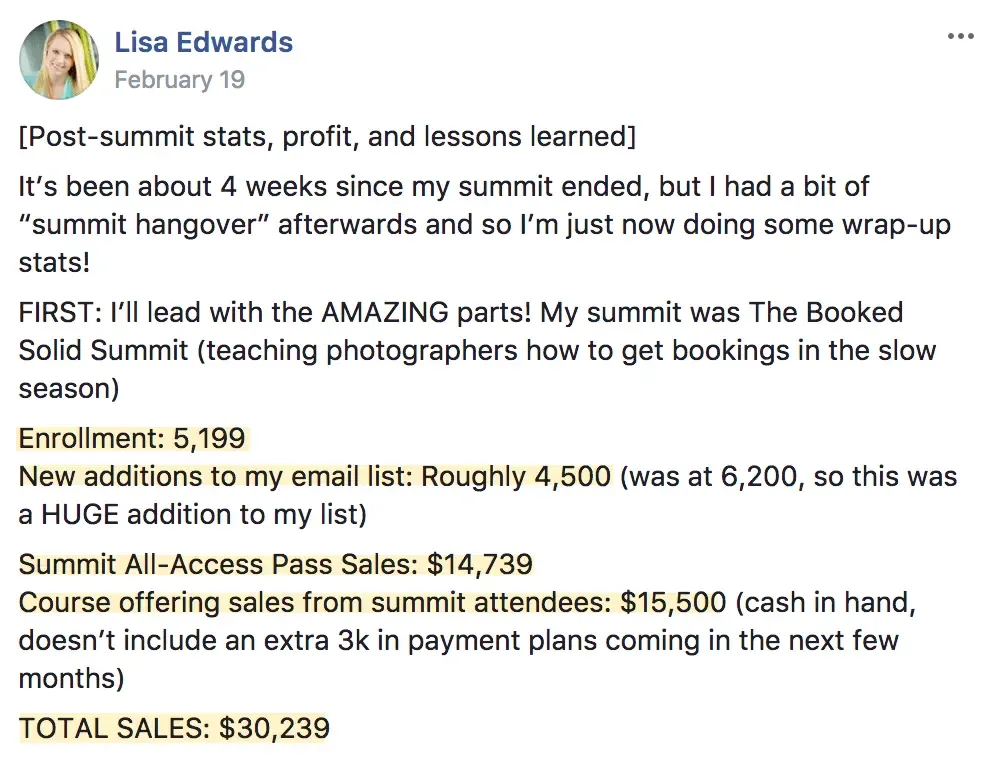 Get Booked Solid For Photographers Summit, Lisa Edwards virtual summit success, Best online event examples