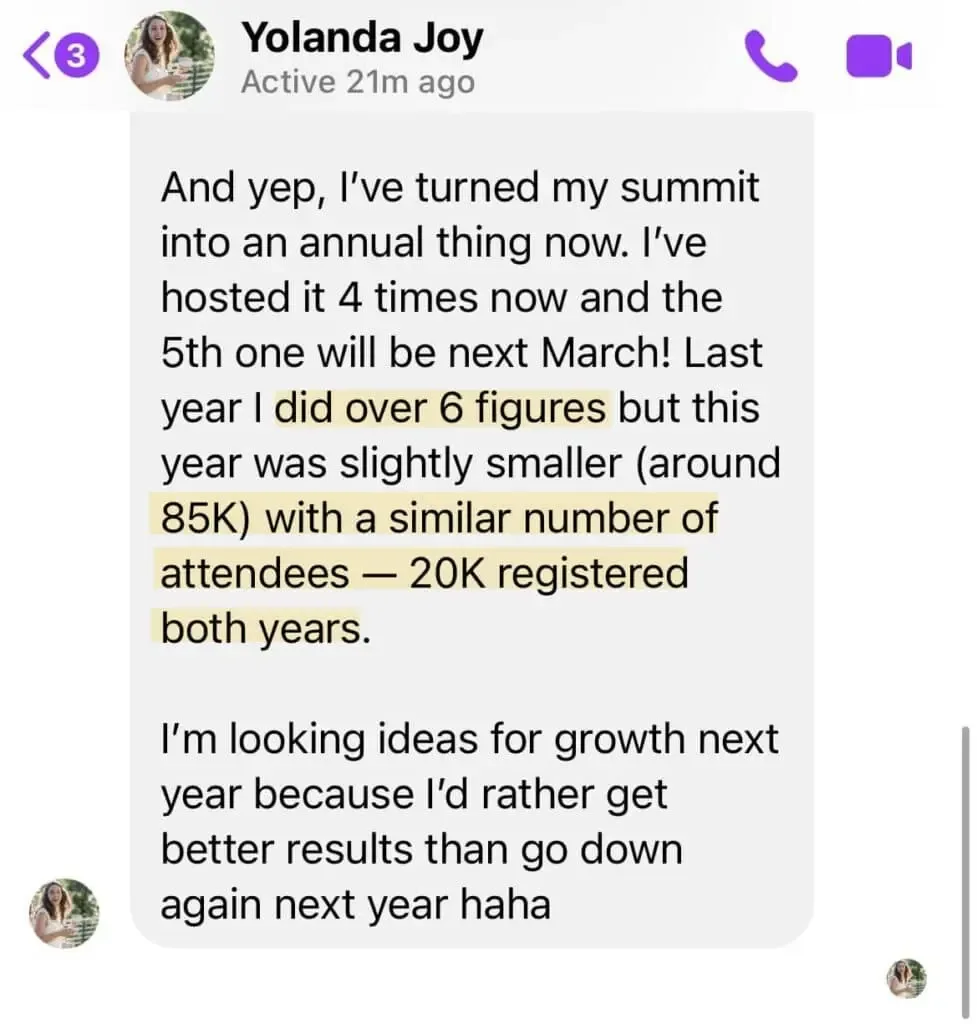 Best virtual event examples, Herbal Entrepreneur Conference, Yolanda Yoy virtual summit success