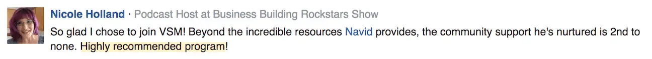 Nicole Holland VSM shoutout, Best online event examples