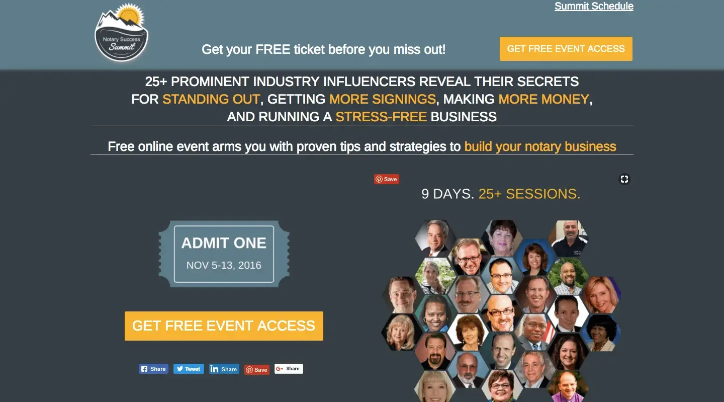 Notary Success Summit, best online event examples