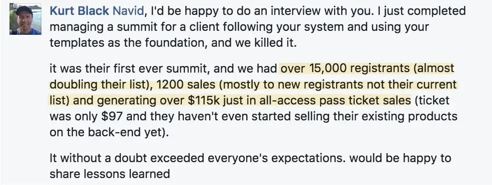 Parenting Teens Summit results, Kurt Black, Virtual Summit Mastery review, Navid Moazzez testimonial