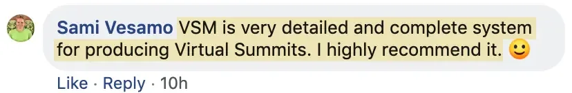 Sami Vesamo, Virtual Summit Mastery review shoutout