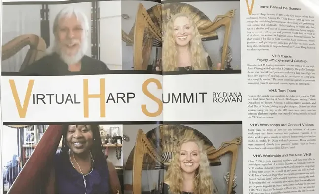Top virtual event examples, Virtual Harp Summit media, Diana Rowan summit success
