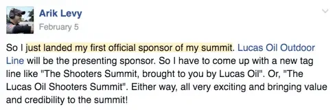 How to monetize virtual events: Arik Levy’s Shooters Summit sponsor