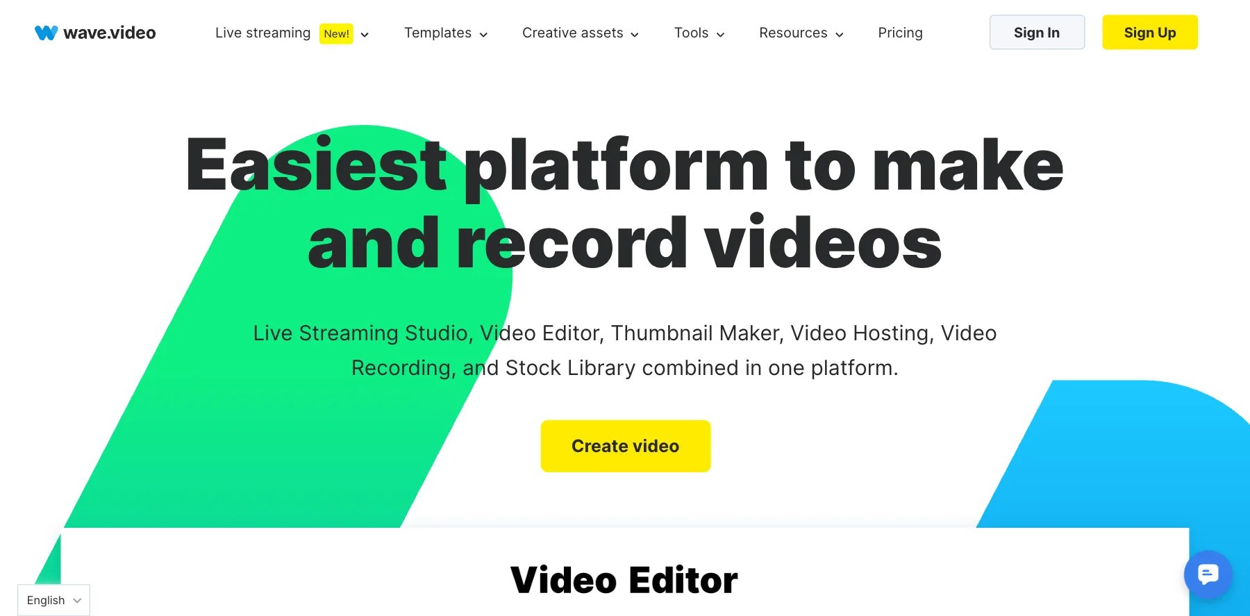 Wave.video's home page: the easiest platform to make and record videos