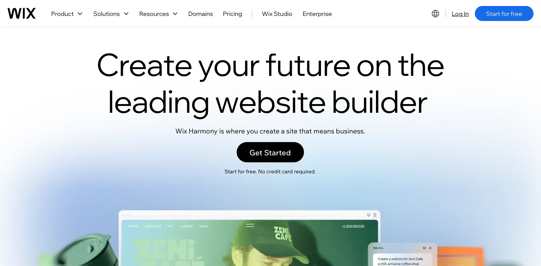 Wix's home page: create your future on the leading website builder