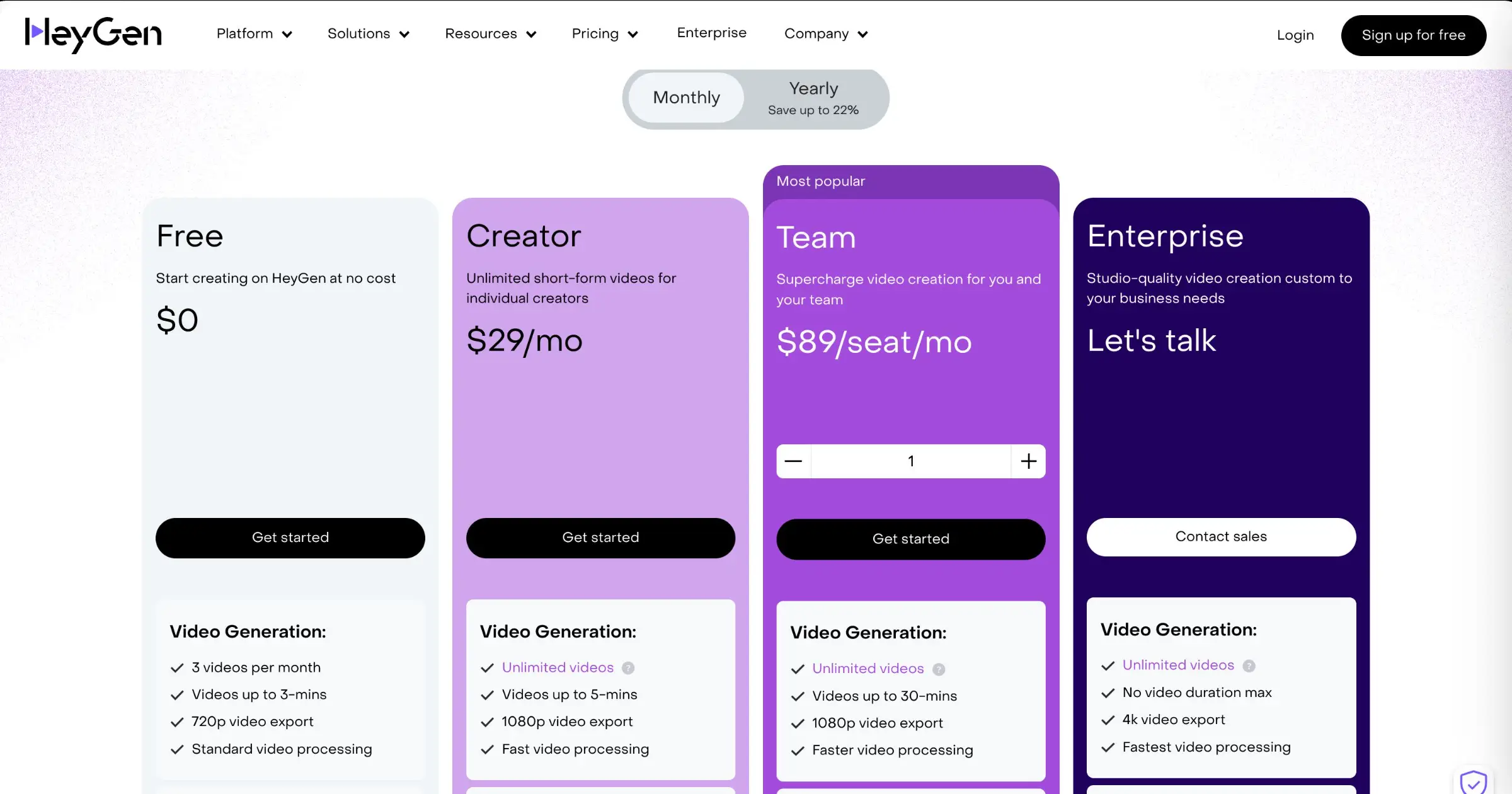 HeyGen pricing plans - best AI video generators